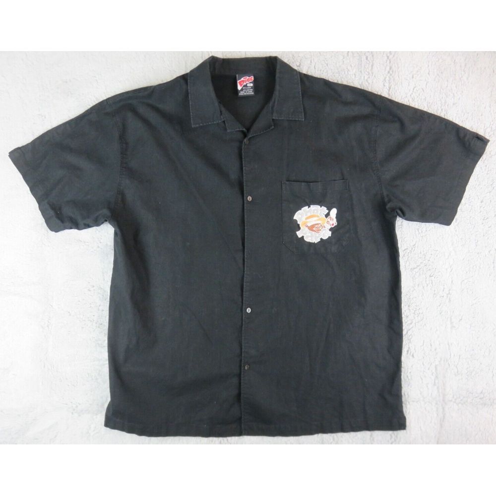 Mens Phat Papa Diss Black Button Front Short Sleeve Shirt Linen‎ XXL